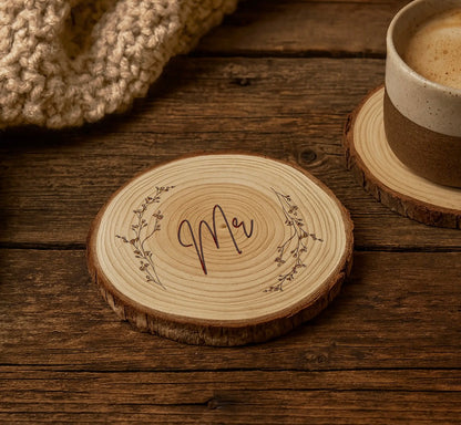 Mr or Mrs Log Slice Drink Coaster