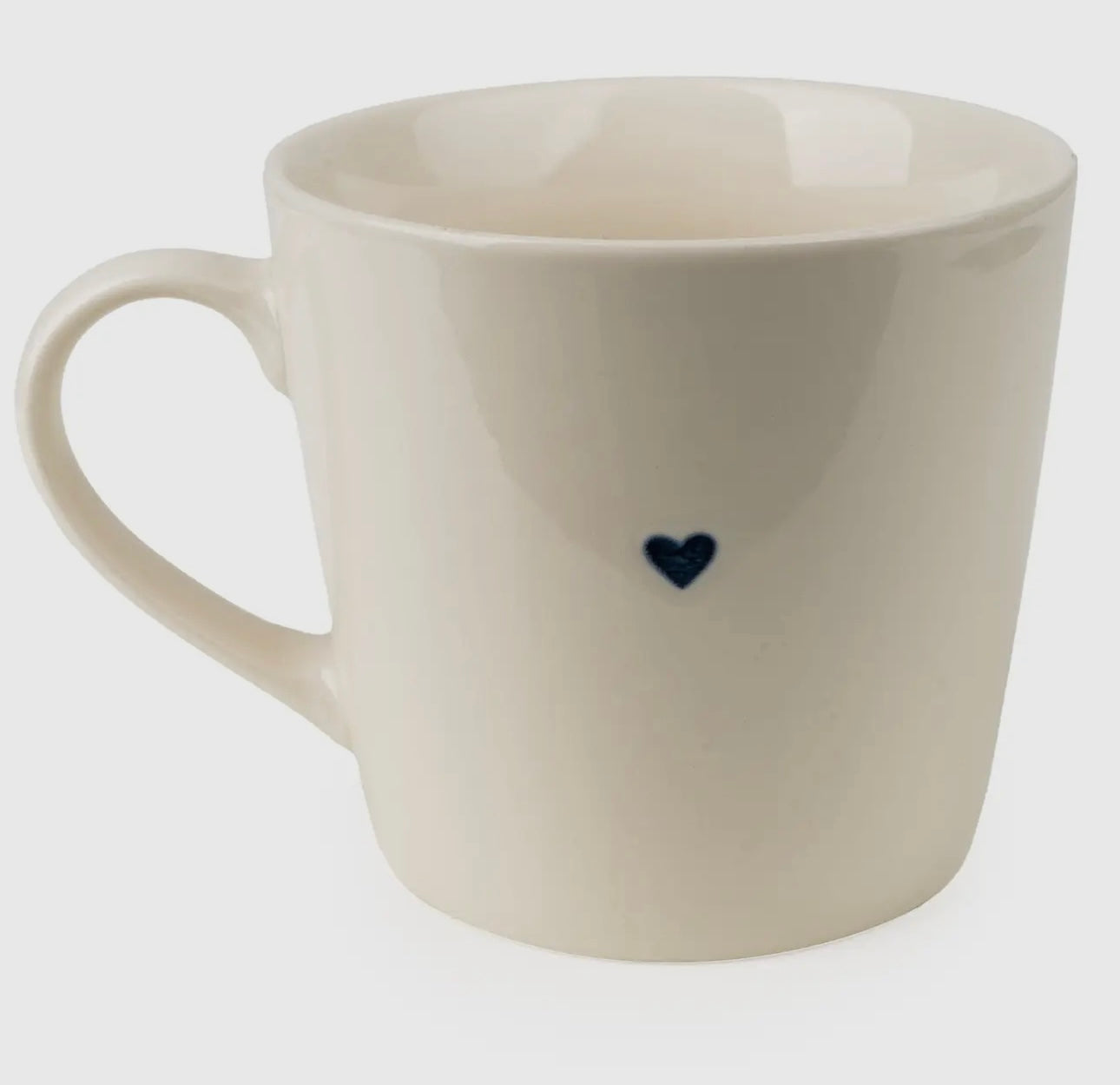 Made With Love V Shaped Mug with Navy Heart