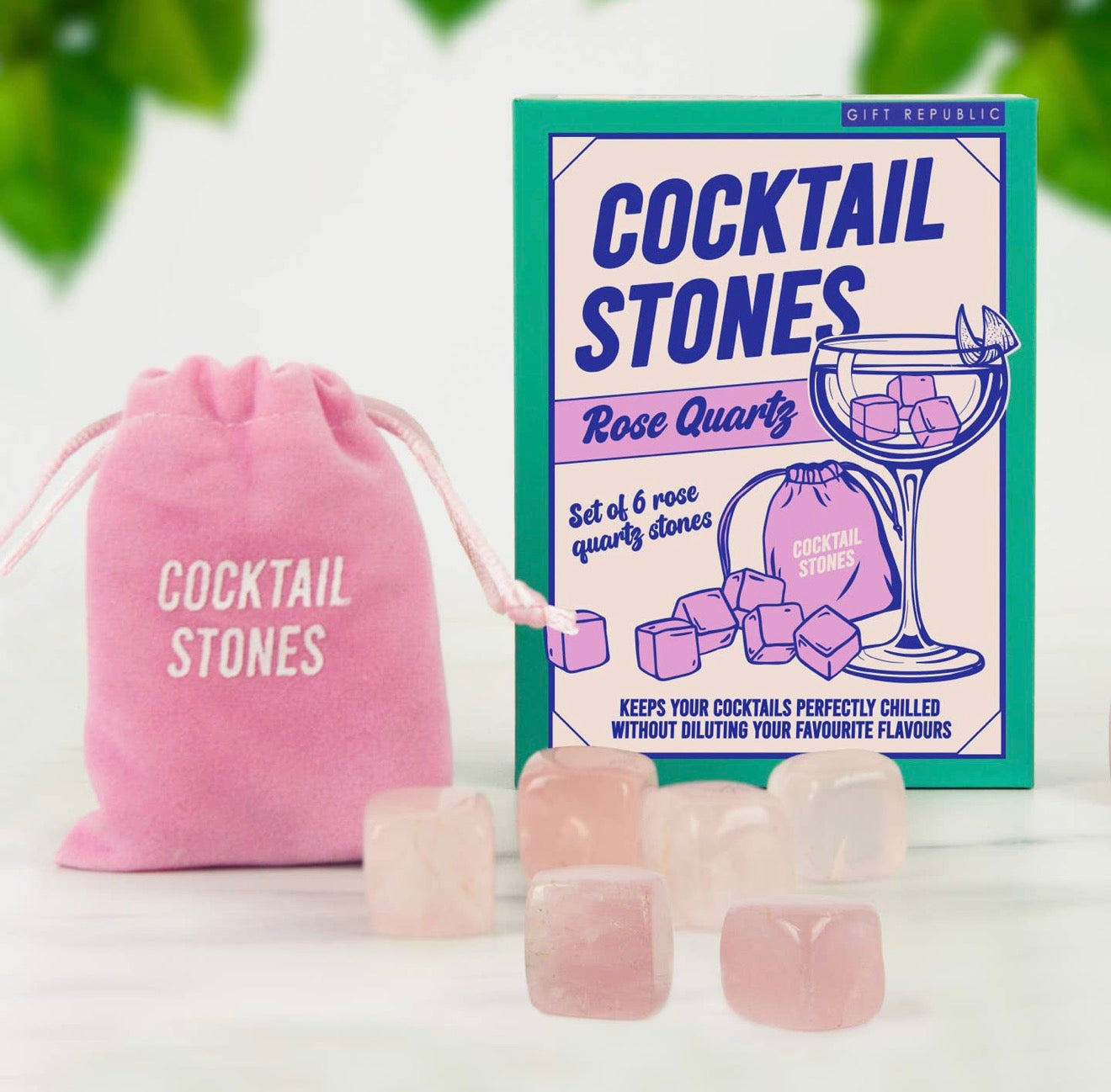 Rose Quartz Cocktail Stones | Set of 6