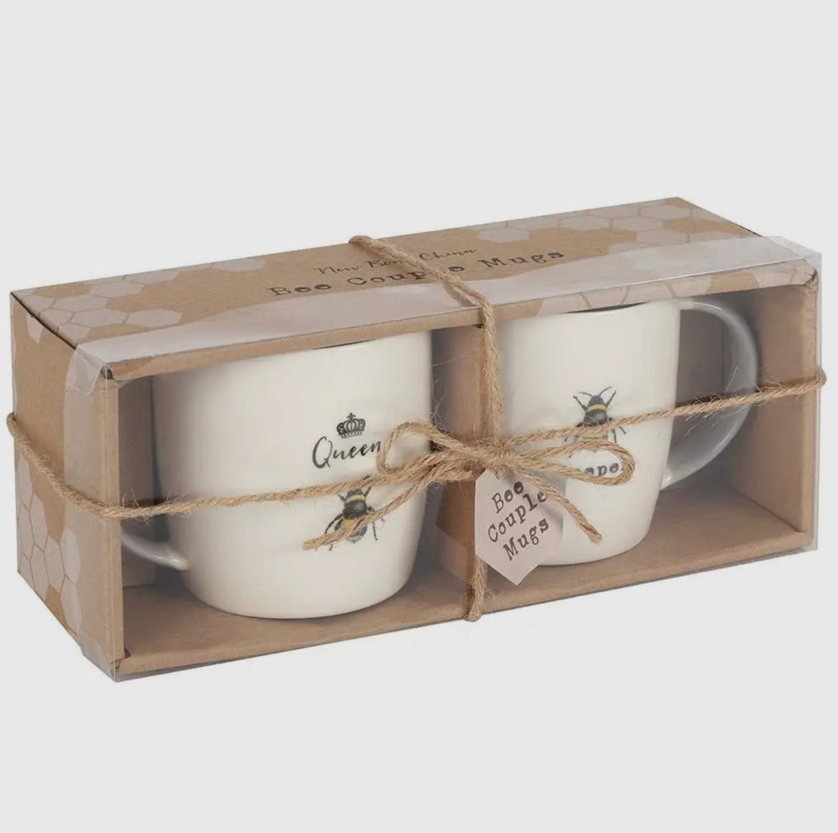 Queen bee and bee keeper couple mug set in gift box 