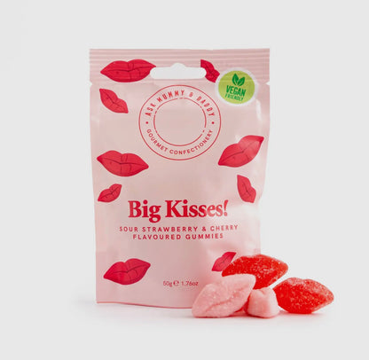 ‘Big Kisses’ Sour Strawberry and Cherry Gummies (vegan) 50g