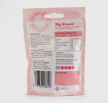 ‘Big Kisses’ Sour Strawberry and Cherry Gummies (vegan) 50g
