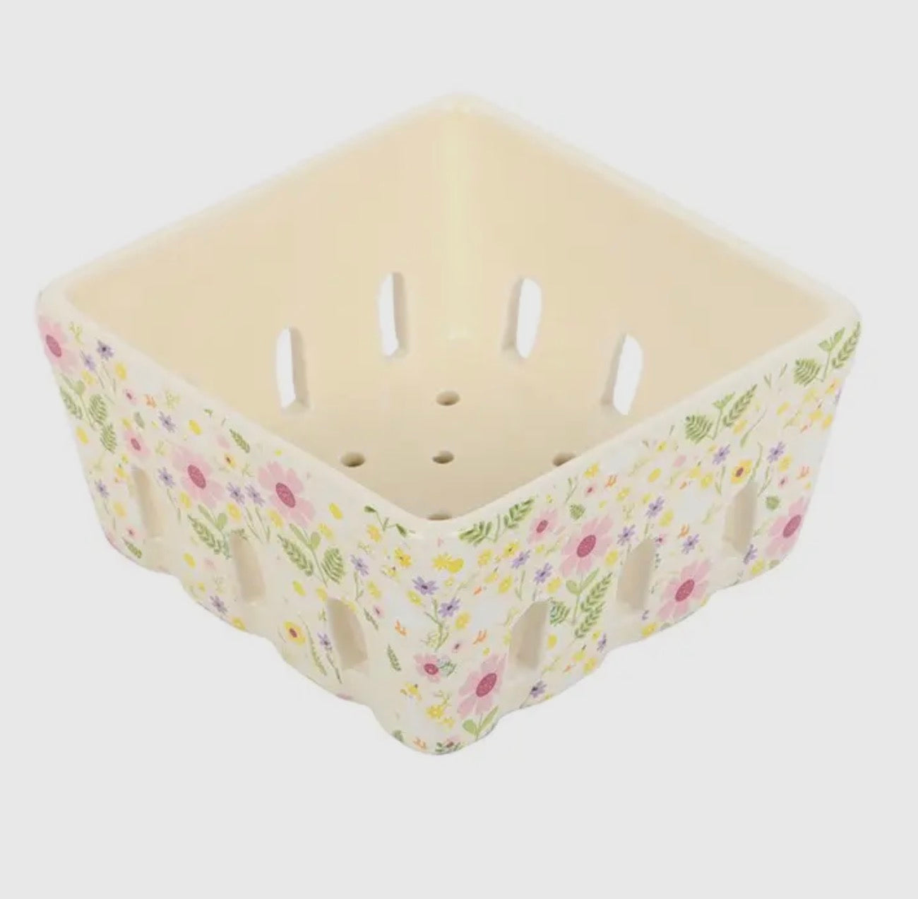 Floral Print Ceramic Berry Basket