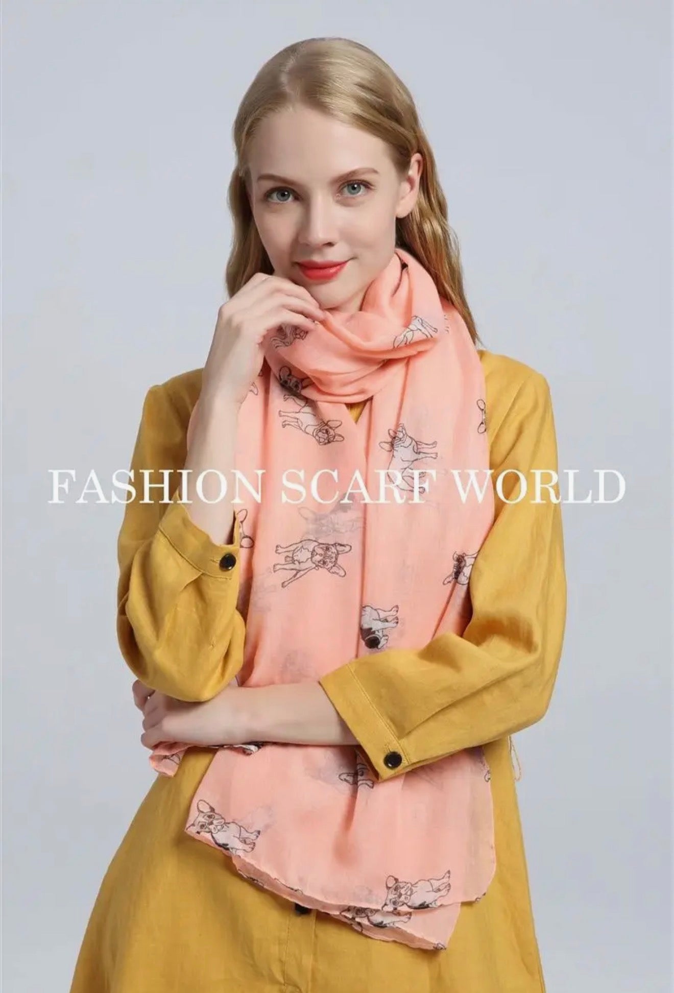 French Bulldog Dog Print Scarf