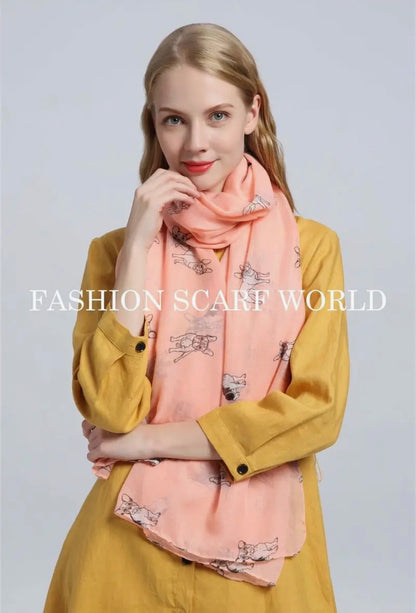 French Bulldog Dog Print Scarf