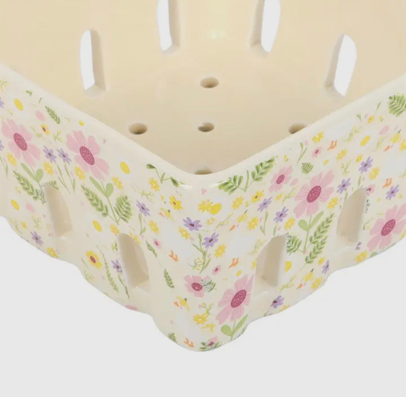 Floral Print Ceramic Berry Basket