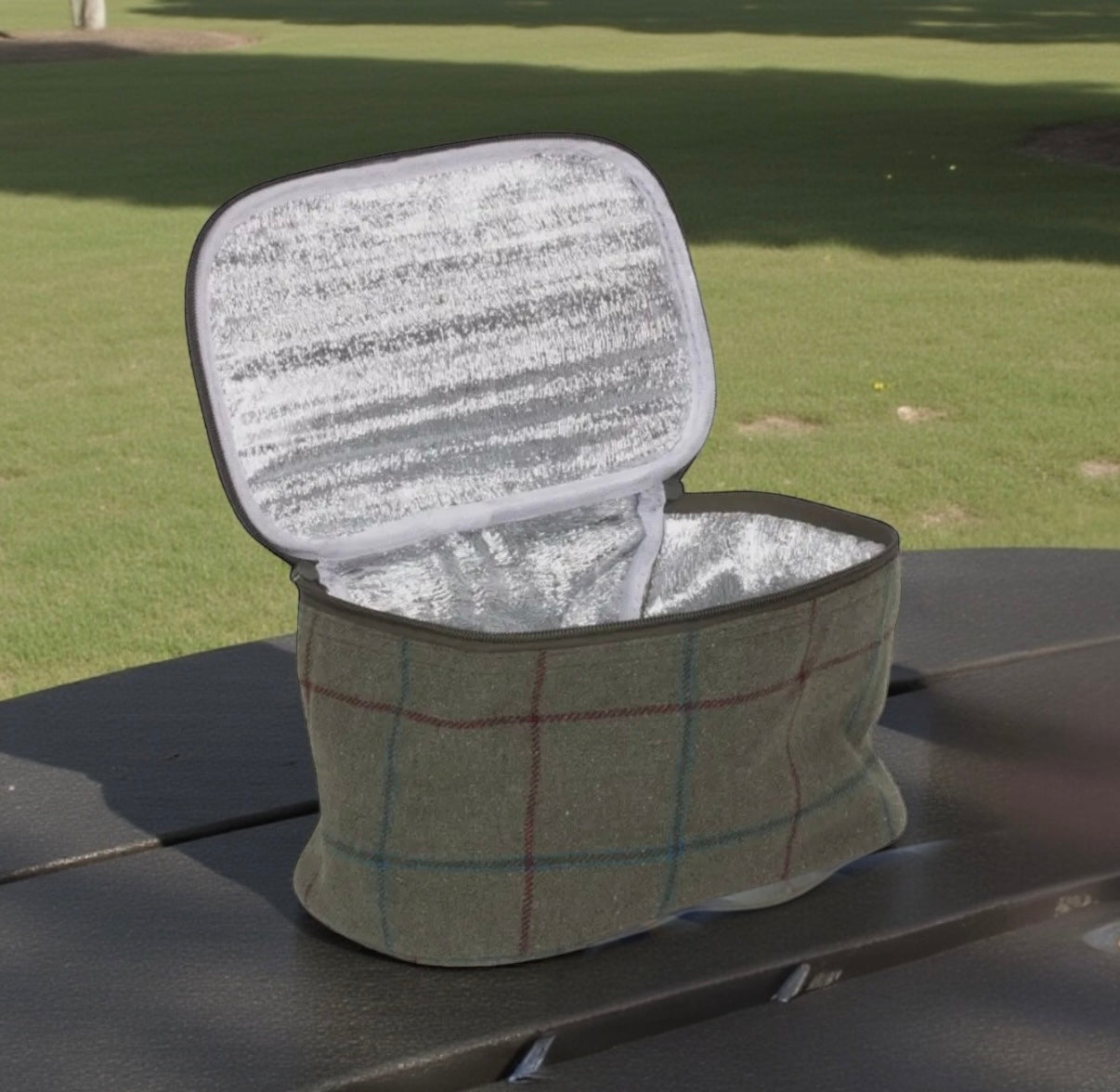 Green Tweed Cooler Bag