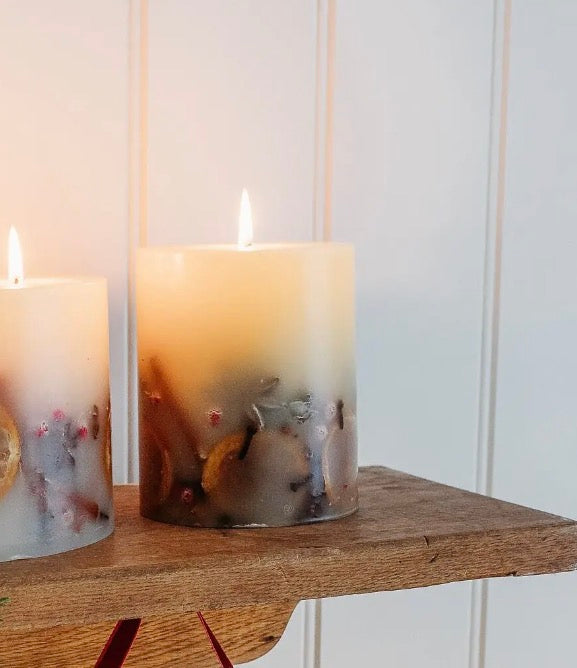 Luxury Handmade Winter Botanical
Christmas Pillar Candle | In Gift Bag