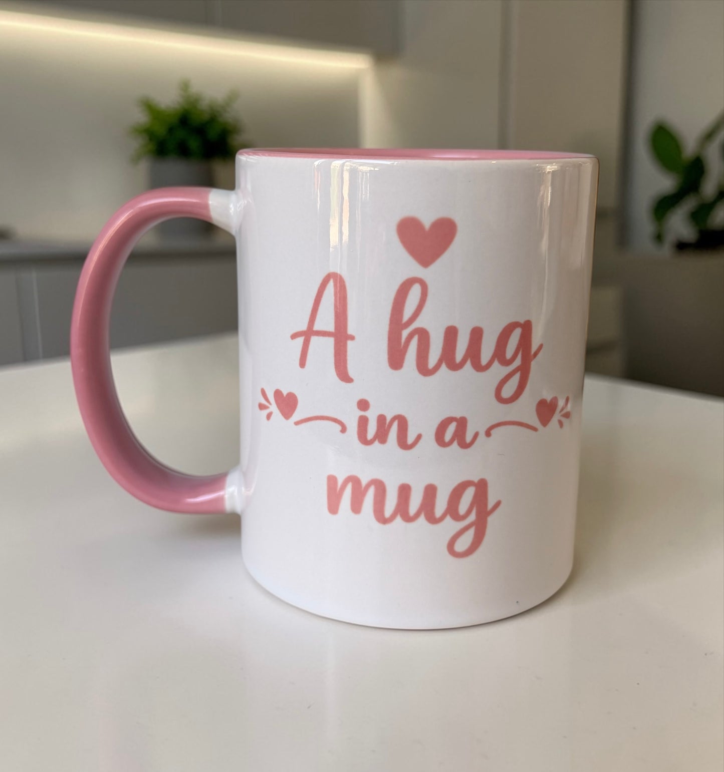 ‘A Hug In A Mug’ Pink Handled Mug (2 variants)