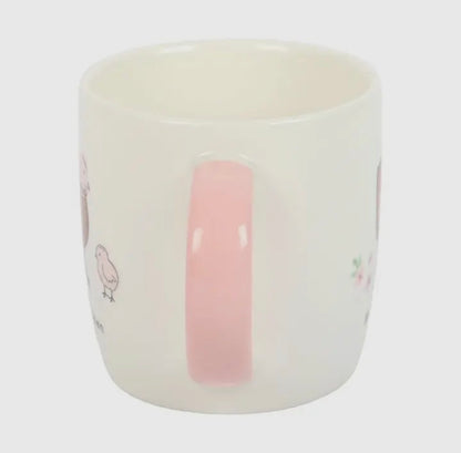 Mother Hen Mug with Pink Handle