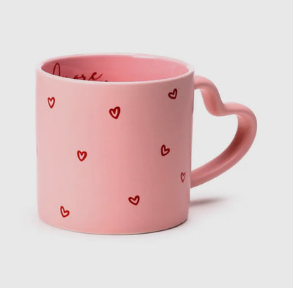Amore Heart Shaped Handle Pink Mug