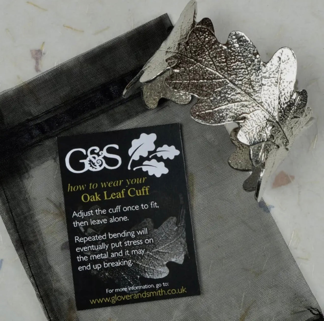 Oak Leaf Cuff Bangle, English Pewter Oak Leaf Jewellery