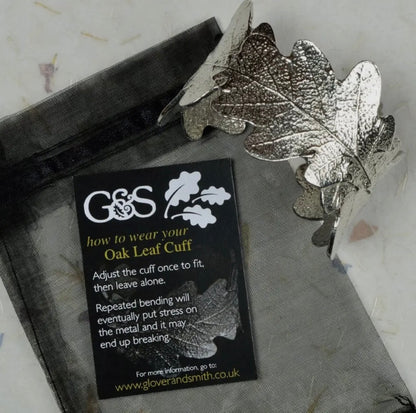 Oak Leaf Cuff Bangle, English Pewter Oak Leaf Jewellery