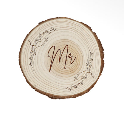 Mr or Mrs Log Slice Drink Coaster