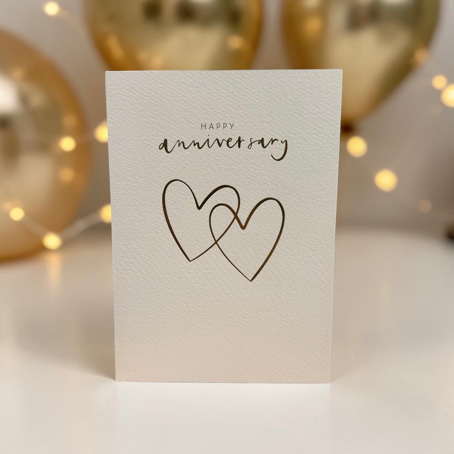 Happy Anniversary Gold Hearts Card