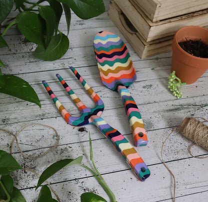 Willow and Belle Colourful Fork and Trowel Garden Tool Set