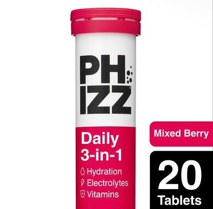 Phizz Daily 3-in-1 Effervescent Tablets | Mixed Berry or Mango