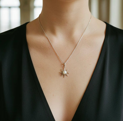 Sterling Silver Sun Pendant on Silver Chain