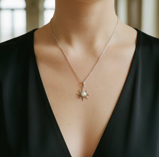 Sterling Silver Sun Pendant on Silver Chain