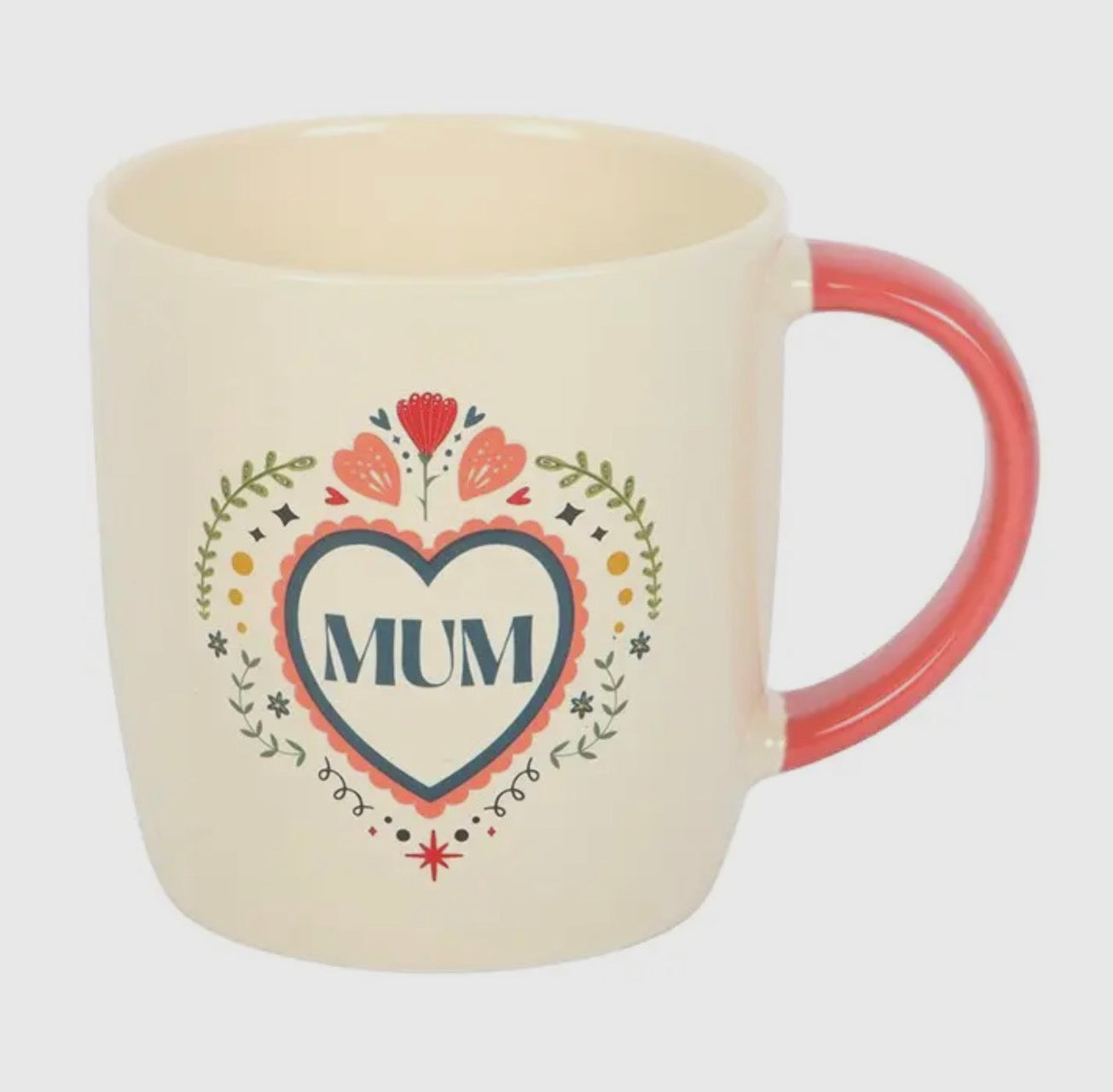 Mum Heart Mug with Pink Handle