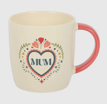 Mum Heart Mug with Pink Handle