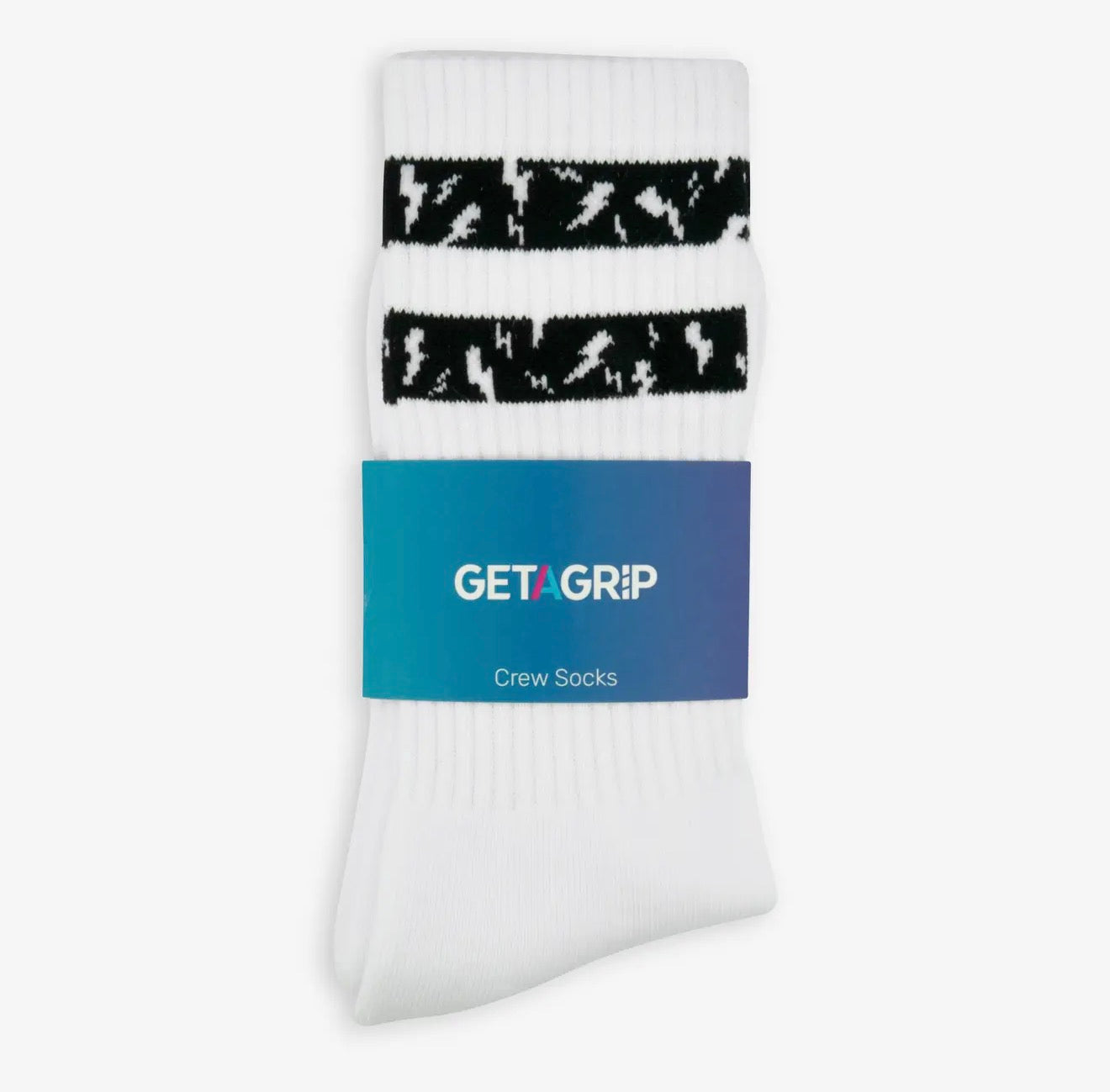 Charged Up Padel or Tennis Crew Socks in White | Two Size Options