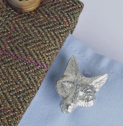 Fox Cufflinks, English Pewter Silver