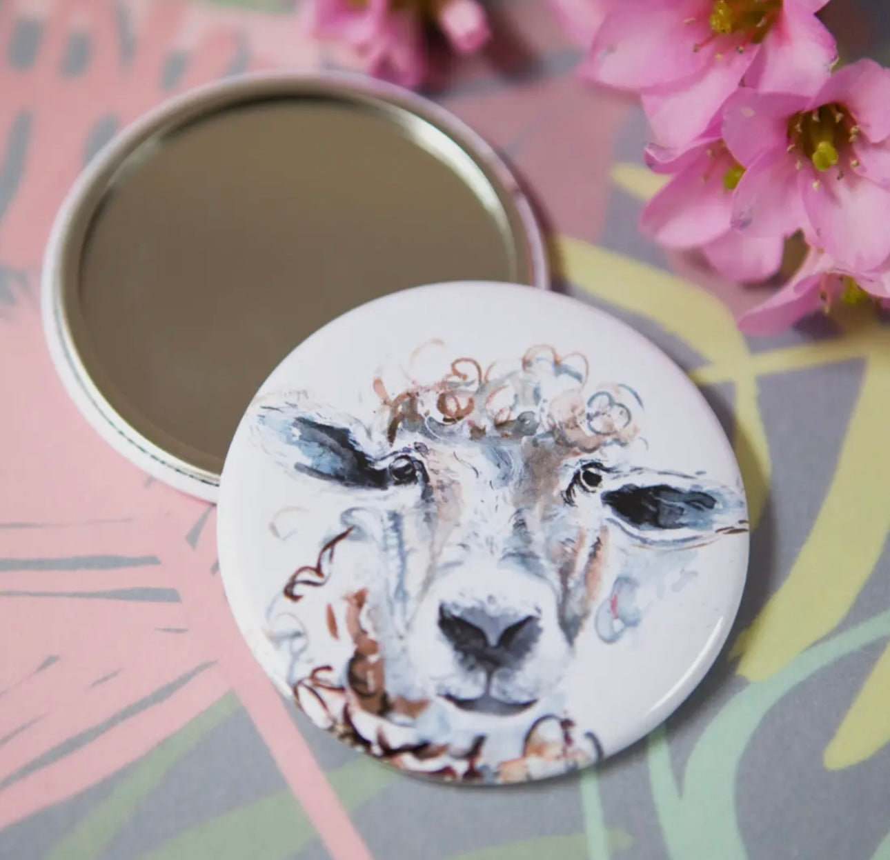 Compact Pocket Mirror Sheep Design