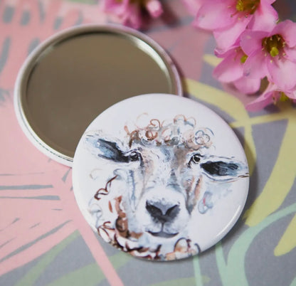 Compact Pocket Mirror Sheep Design