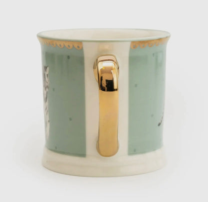 Teal Tiger Tankard Mug With Gold Handle