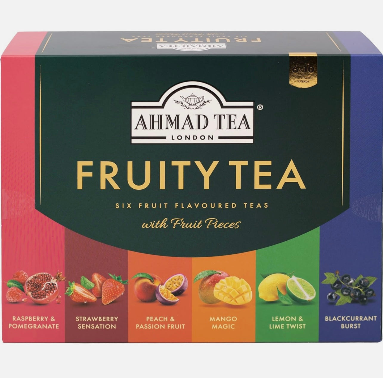 Fruity tea gift set with 6 flavours of herbal tea
