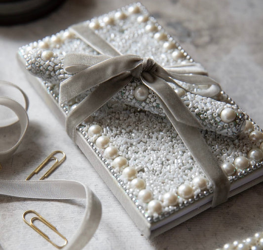 Pearl Beaded Notebook and Pen Set