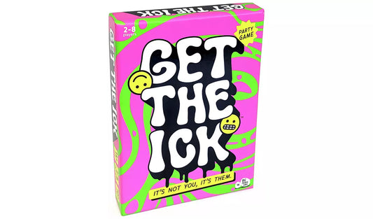 Colorful box of "Get The Ick Game," a party game for predicting friends' dislikes.