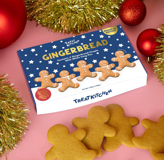 A fun festive baking kit featuring five gingerbread people and ready to decorate with the included white icing pen. Great family Christmas activity gift.