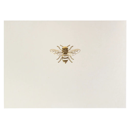 Gold Bee Blank Notecard with foiled bee design on high-quality card.