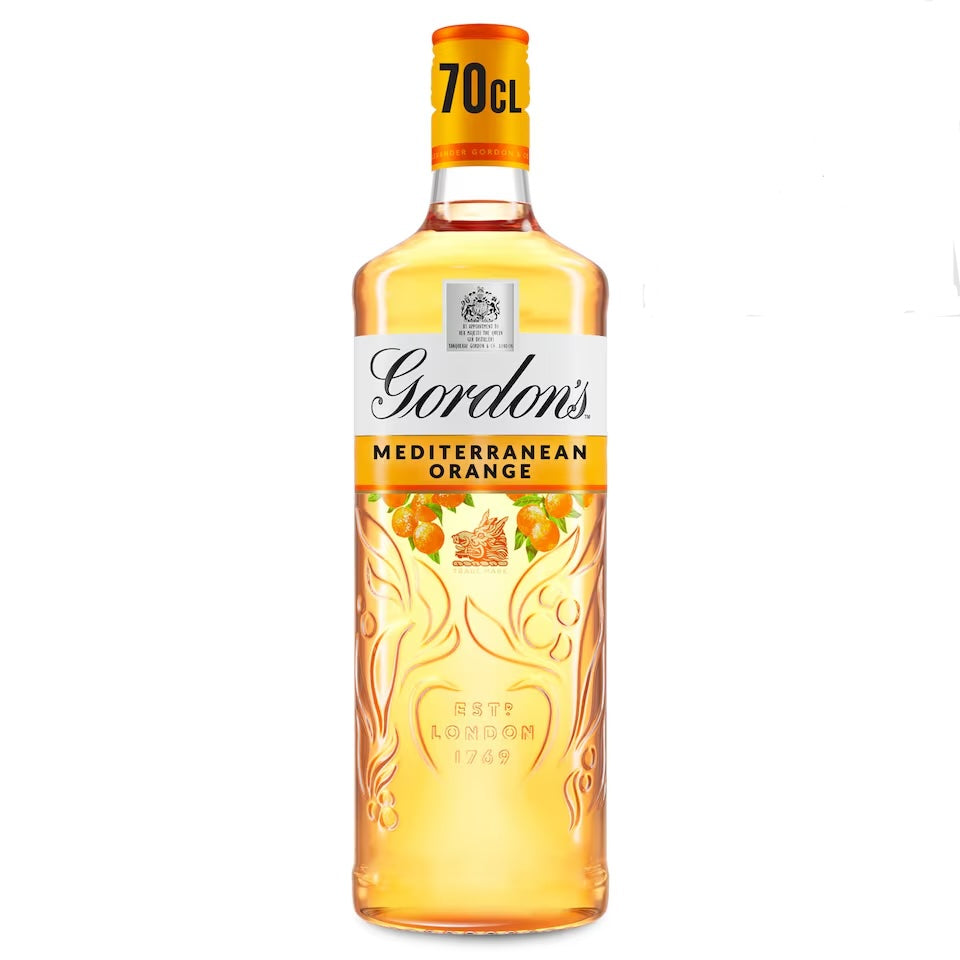 Gordon's Mediterranean Orange Gin bottle with Mediterranean flavor design.