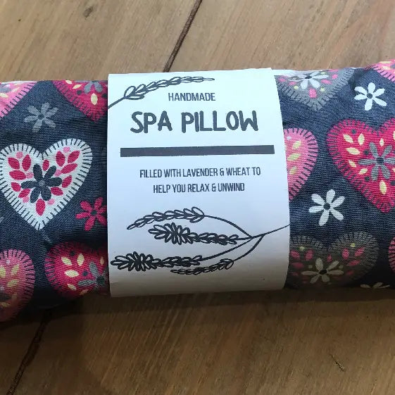 Grey Hearts Heatable Spa Pillow with Lavender and Wheat