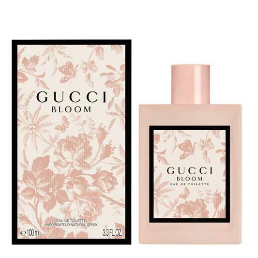 Gucci Bloom Eau de Toilette blends citrus, jasmine, tuberose, and Rangoon Creeper for a fresh, light floral scent with a warm finish.