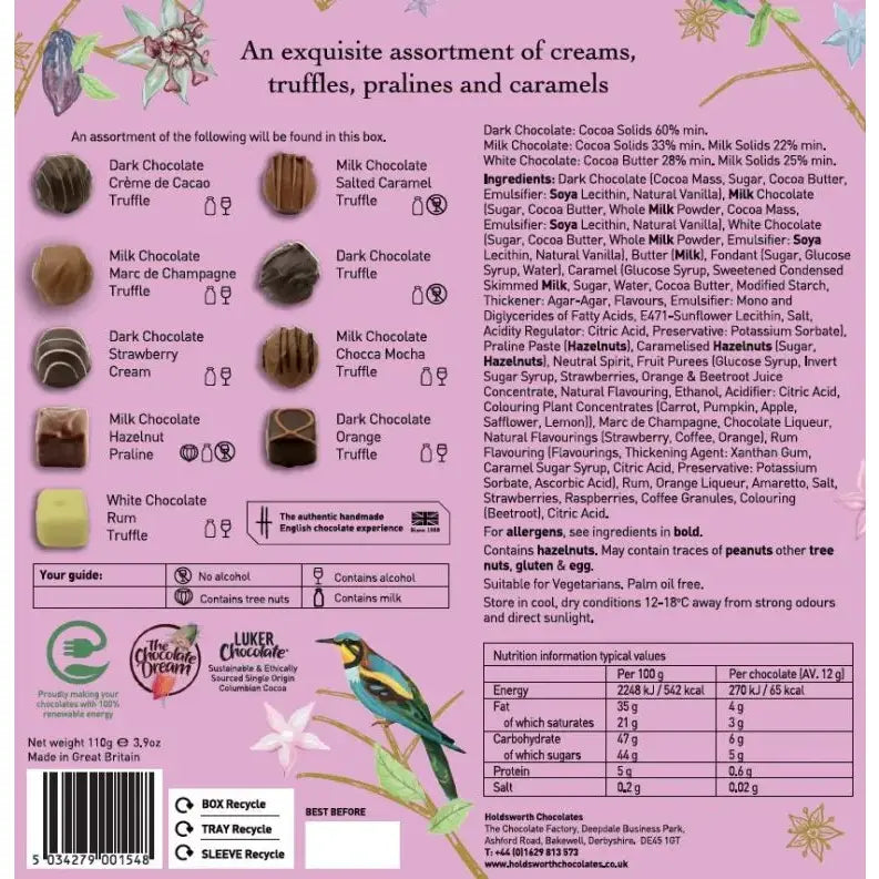 Holdsworth Chocolates lilac With Love gift box with assorted handmade truffles and chocolates