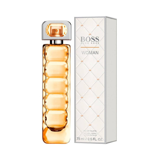 Fresh apple, orange blossom, and vanilla blend in Hugo Boss Orange Woman—a warm, vibrant scent.