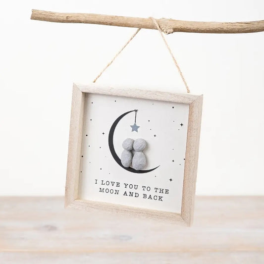 “I Love You to the Moon and Back” photo frame with sentimental design, ideal as a thoughtful gift or home décor accent.