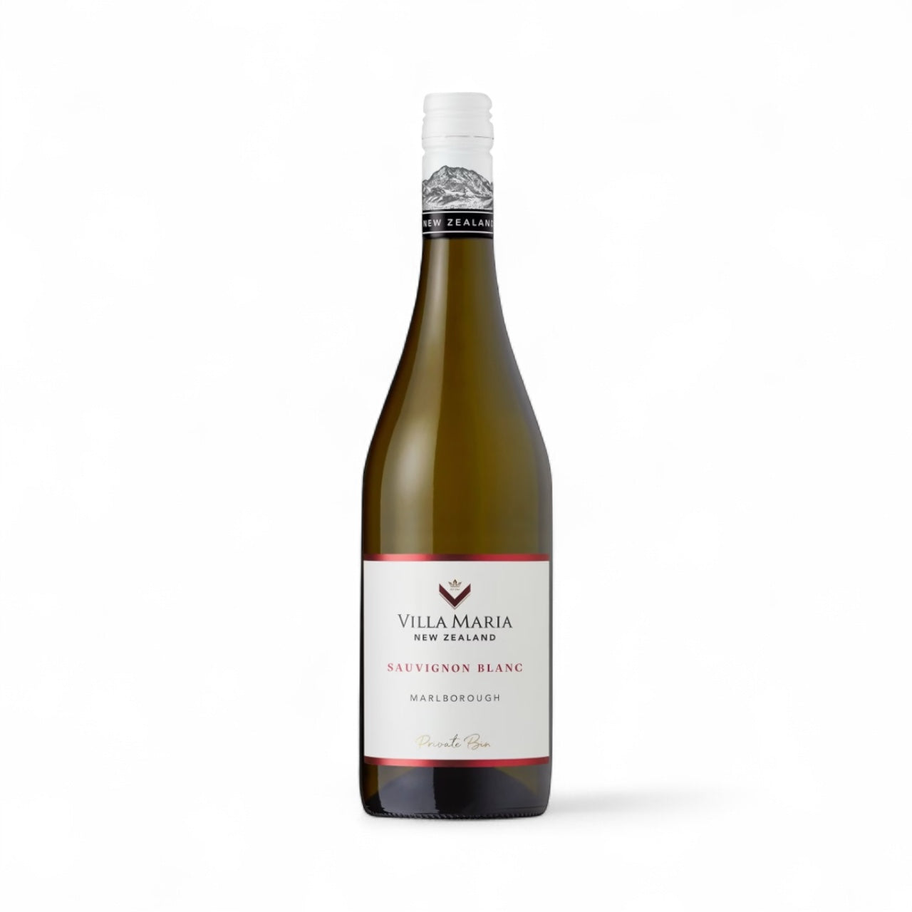 Villa Maria Sauvignon Blanc wine bottle on a white background