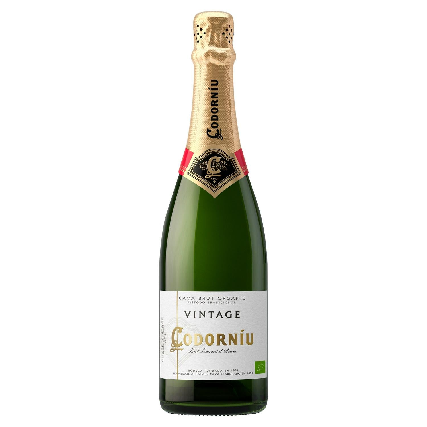 Codorniu Premium Spanish Cava sparkling wine bottle.