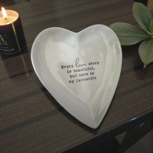 'Every Love Story Is Beautiful' Trinket Heart Dish, 10cm