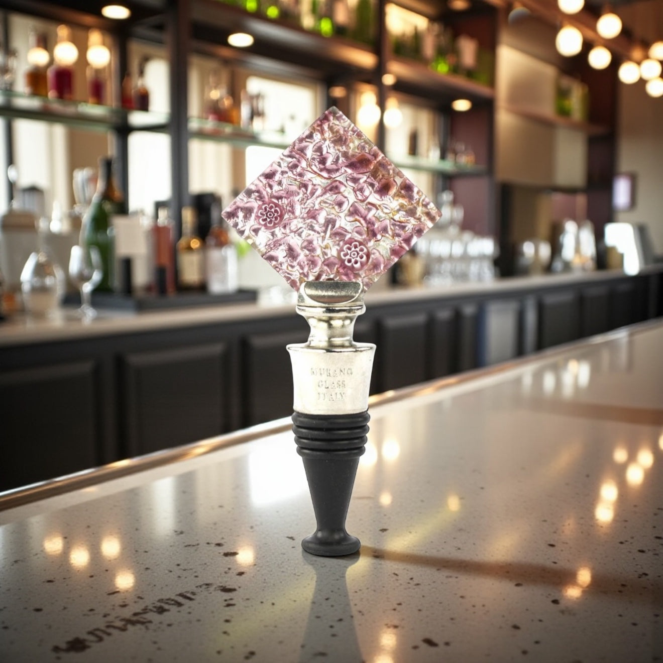 Original Murano Glass Bottle Stopper Pink