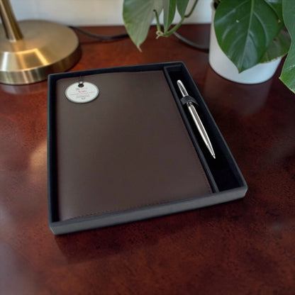 Luxury Leatherkind A5 Refillable Journal Gift Set with Pen | Box can be personalised