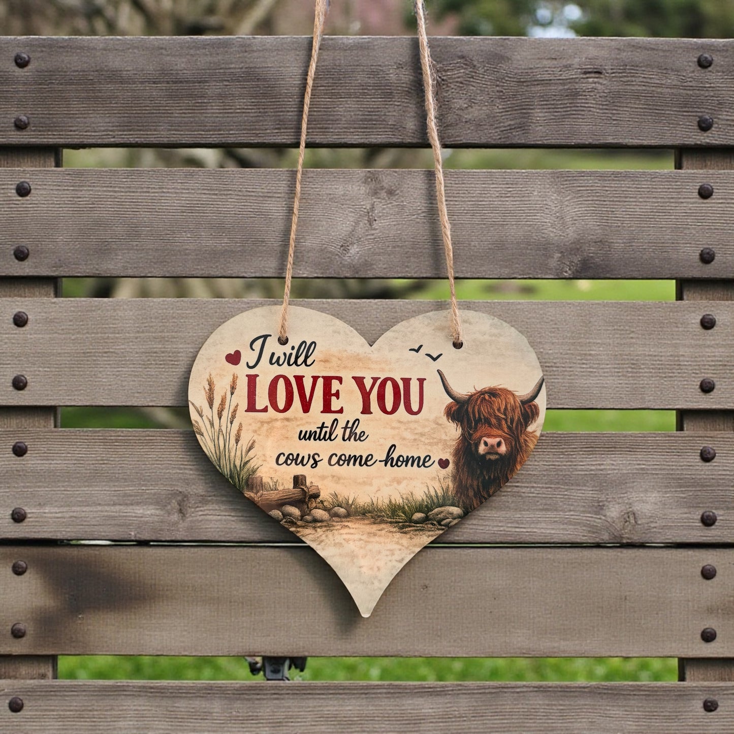 I Will Love You Until The Cows Come Home Hanging Sign