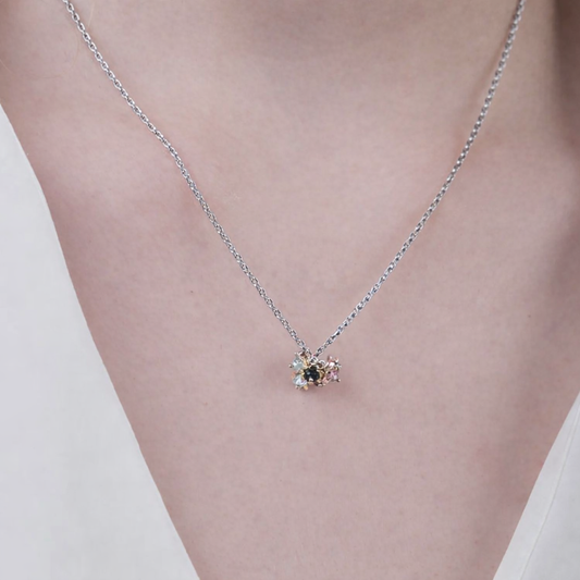 Forget Me Not Cluster Pendant in Sterling Silver