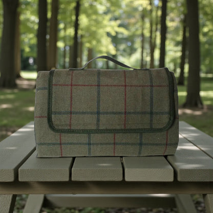 Luxury Green Tweed Picnic Blanket