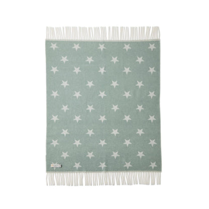 Merino Wool Star Baby Blanket Teal and Cream | Super Soft